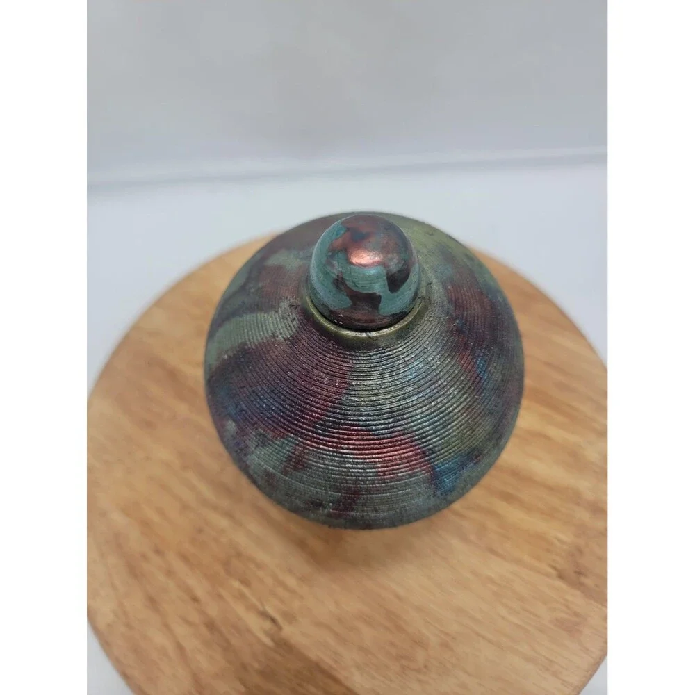 RAKU 5.5” Pottery Vase Vessel Artist Signed